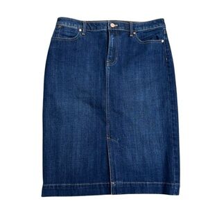 Talbots Dark Blue Wash Midi Denim Skirt, 10
